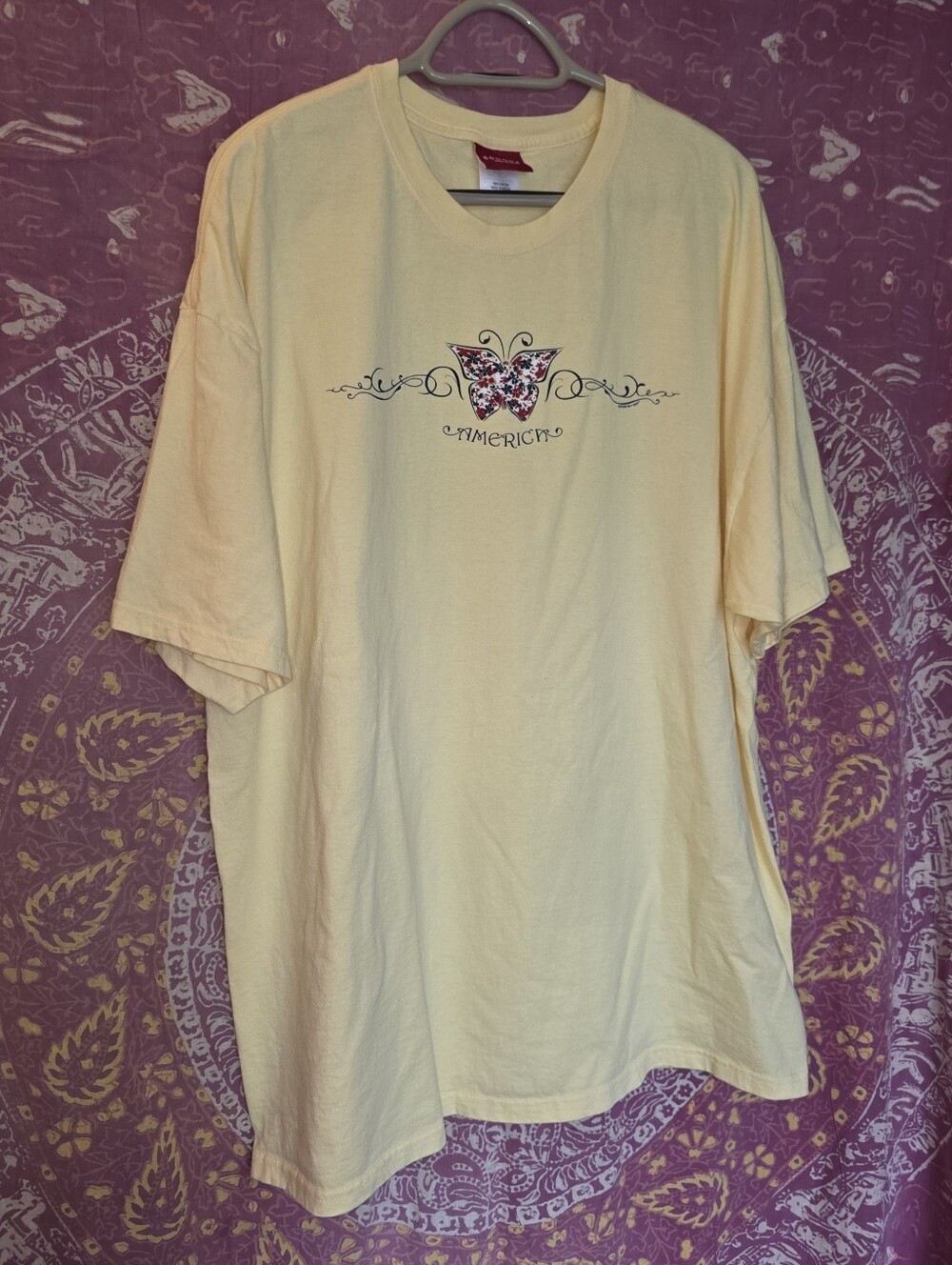 Womens Sonoma America Butterfly T-shirt XXL/ Yellow Red White Blue 4th of July